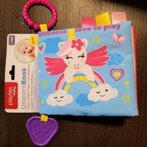 NWT 🦄 Playtex Baby Crinkly Unicorn Book For Babies